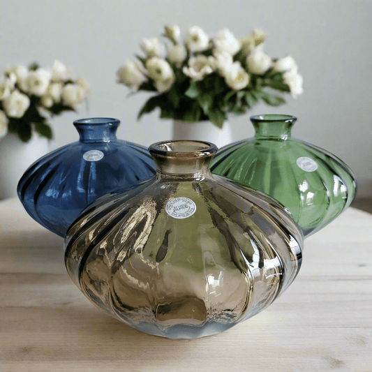 Amber, Blue, Green Recycled Glass Vase - Tamayne's Decor & Events