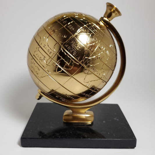 Gold accent globe with black stone base - Tamayne's Decor & Events